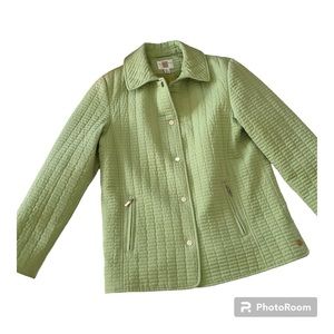 Gallery Pale Green Quilted Jacket Removable Hood Size M